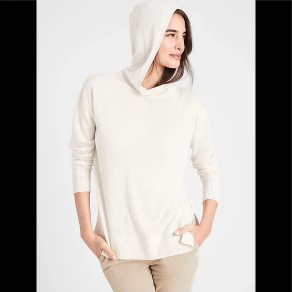 NWT BANANA REPUBLIC FACTORY Split Hem Sweater Hoodie Yellow M - Picture 3 of 5